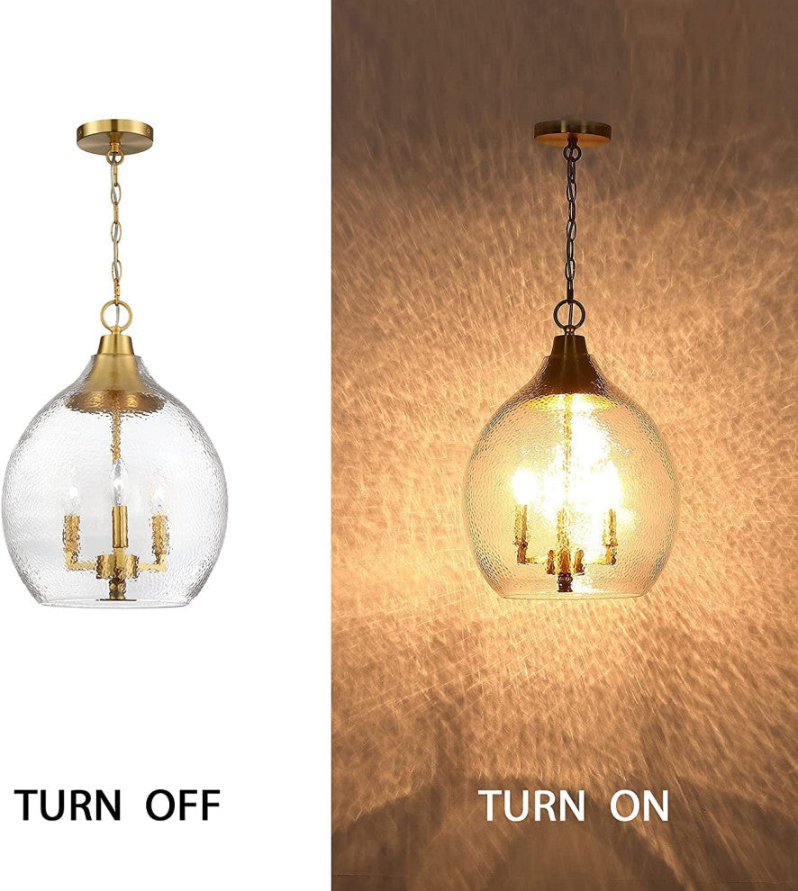 3 Light Globe Glass Pendant Light Gold Hanging Lamp