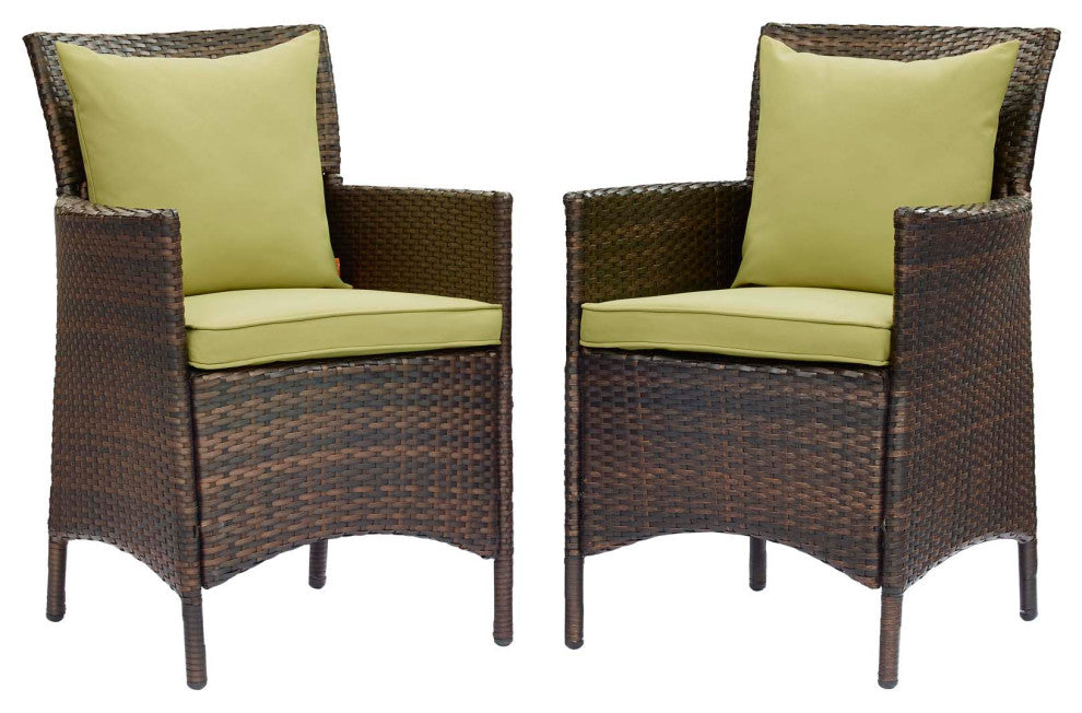 Conduit Outdoor Patio Wicker Rattan Dining Armchair Set of 2