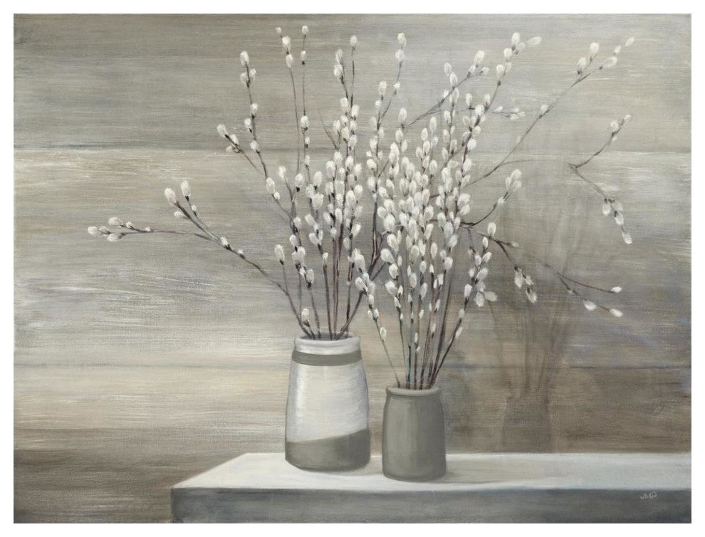 "Willow Still Life Gray Pots" Paper Art, 36"x48"