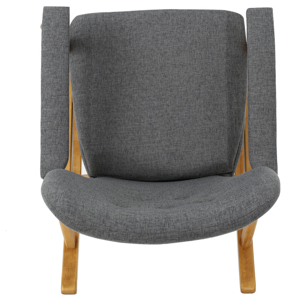 GDF Studio Bethany Mid Century Fabric Rocking Chair, Gray