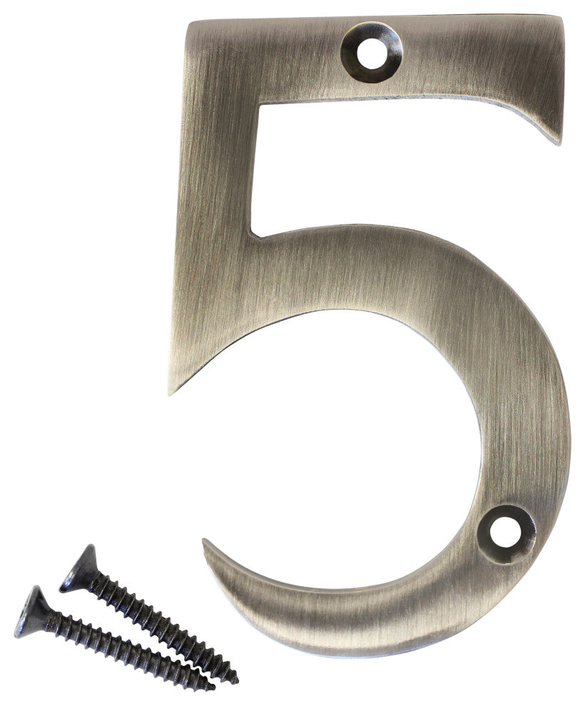 RCH Hardware Brass Modern House Number, 3-Inch, Various Finishes, Antique Nickel