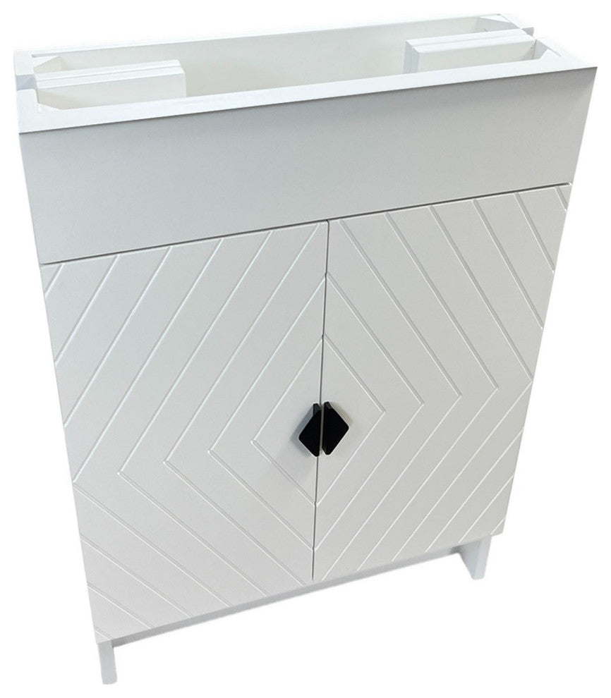 SmartFold 24" Single Sink Vanity, White With White Ceramic Top