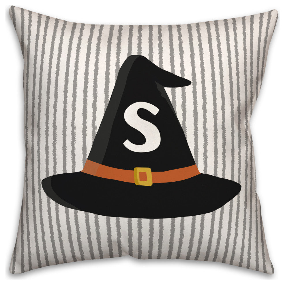 Halloween Monogram Hat S 18x18 Spun Poly Pillow