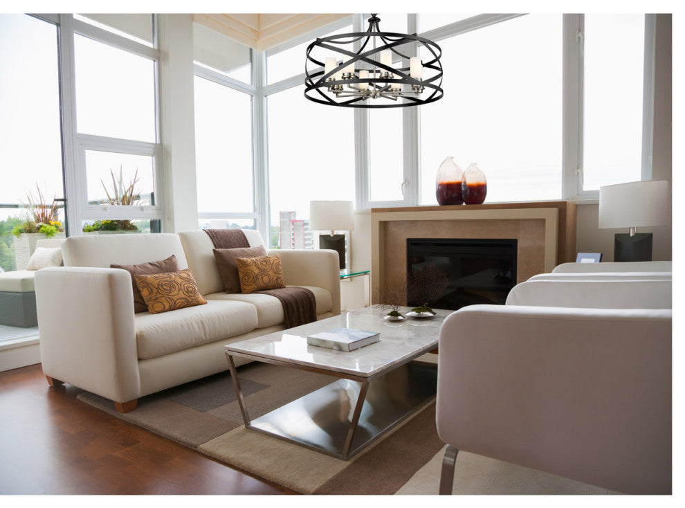 Zlite 481P30-MB-BN 8-Light Pendant, White