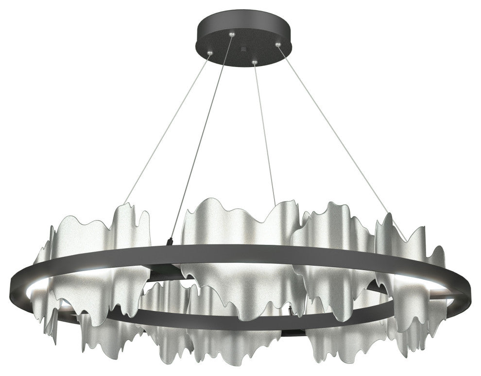 Hildene Circular LED Pendant, Black, Vintage Platinum, Standard Height