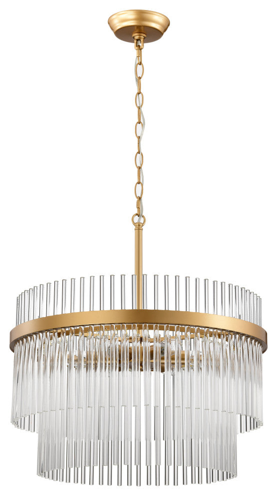 Cervine Glossy Bronze Two-Tier Crystal Glass Bar Round Chandelier