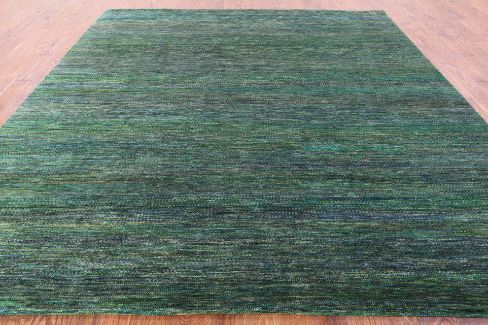 10' Square Hand Knotted Wool and Silk Super Savannah Gabbeh Rug Q6105