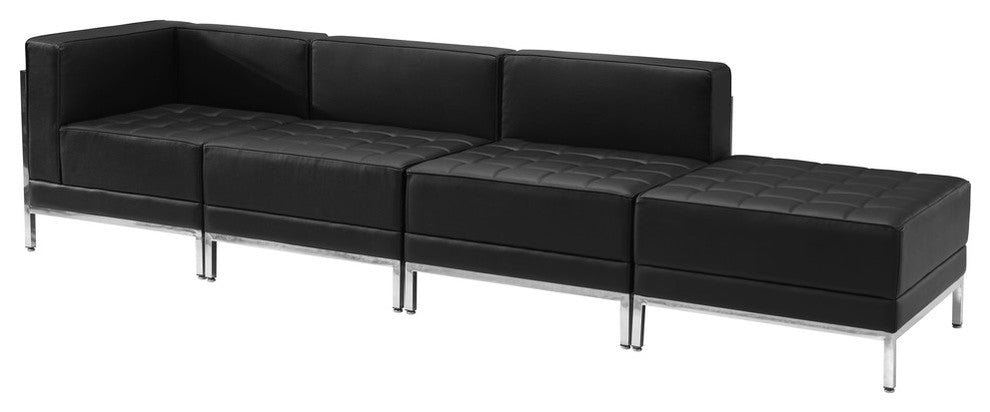 Hercules Imagination Series Black Leather 4 Piece Chair and Ottoman Set