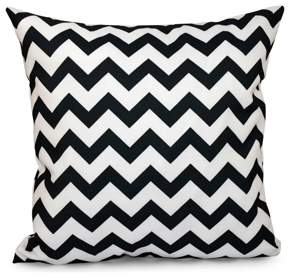 Chevron Decorative Pillow, Black, 20"x20"