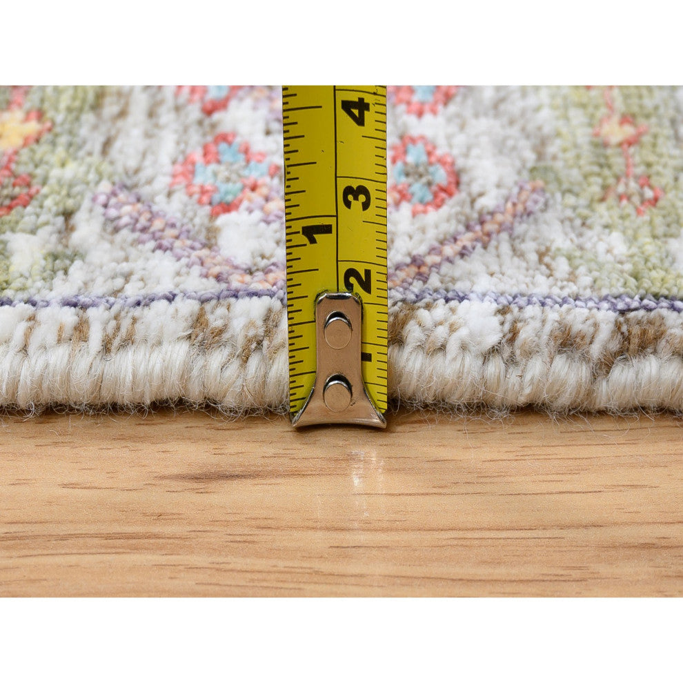 Beige, Silk With Textured Wool, Hand Knotted, Oriental, Mat, Rug, 2'2" x 3'1"