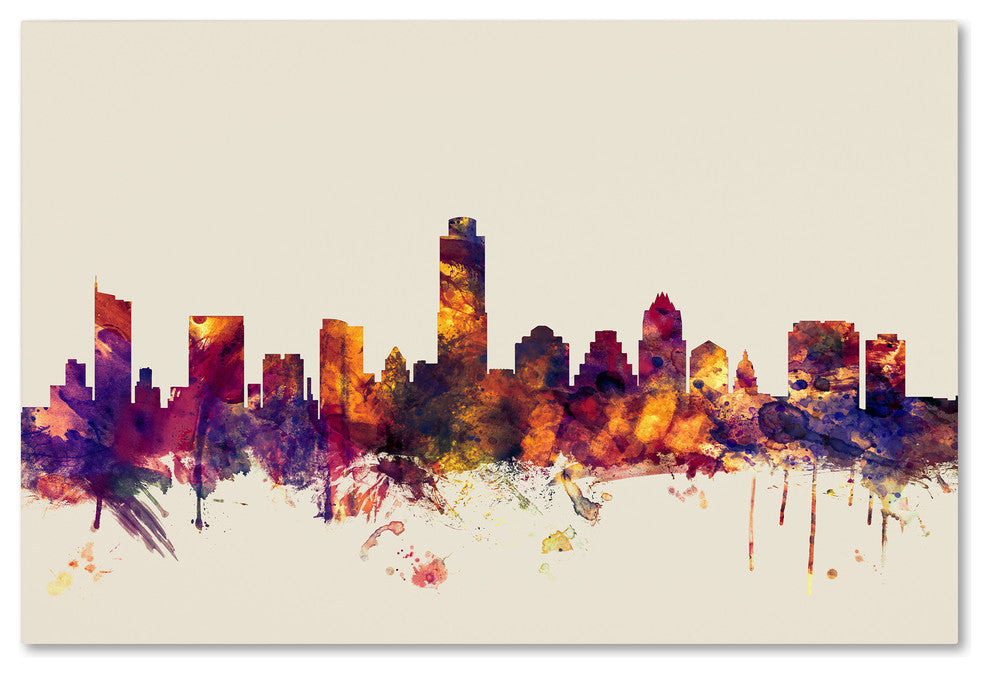 Michael Tompsett 'Austin Texas Skyline' Canvas Art, 24"x16"