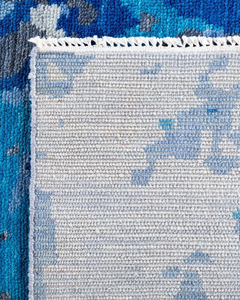 Modern One-of-a-Kind Handmade Area Rug Blue, 7' 10" x 10' 2"