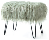 Mongolian Fur Ottoman, Desert Saga, 19''x13''x17''