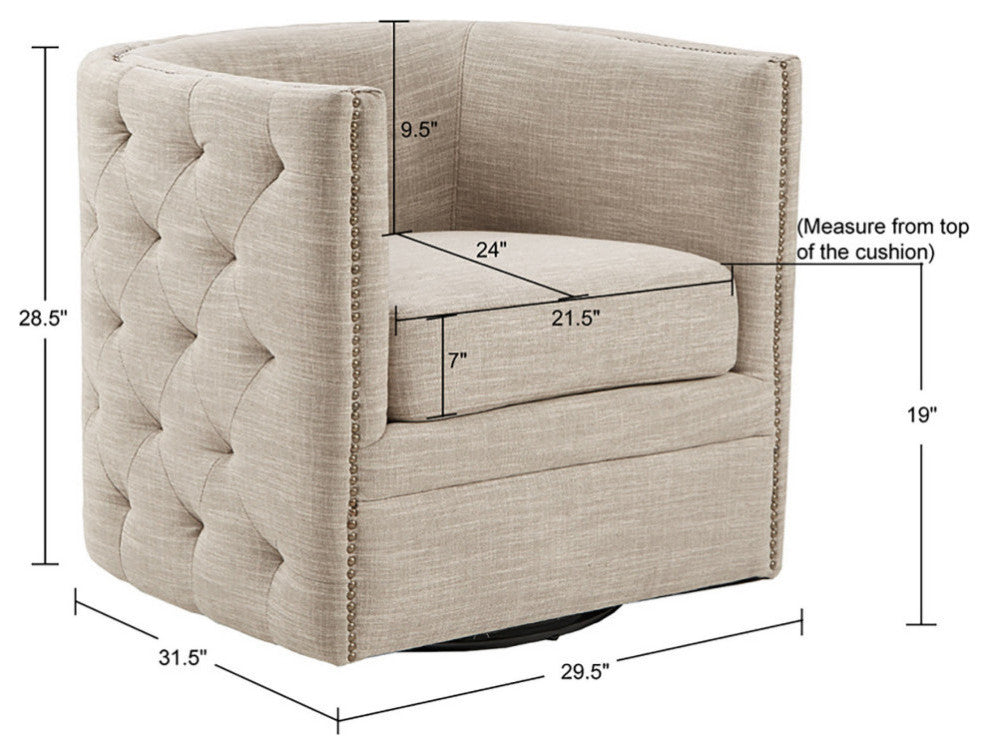 Madison Park Capstone Swivel Chair, Taupe