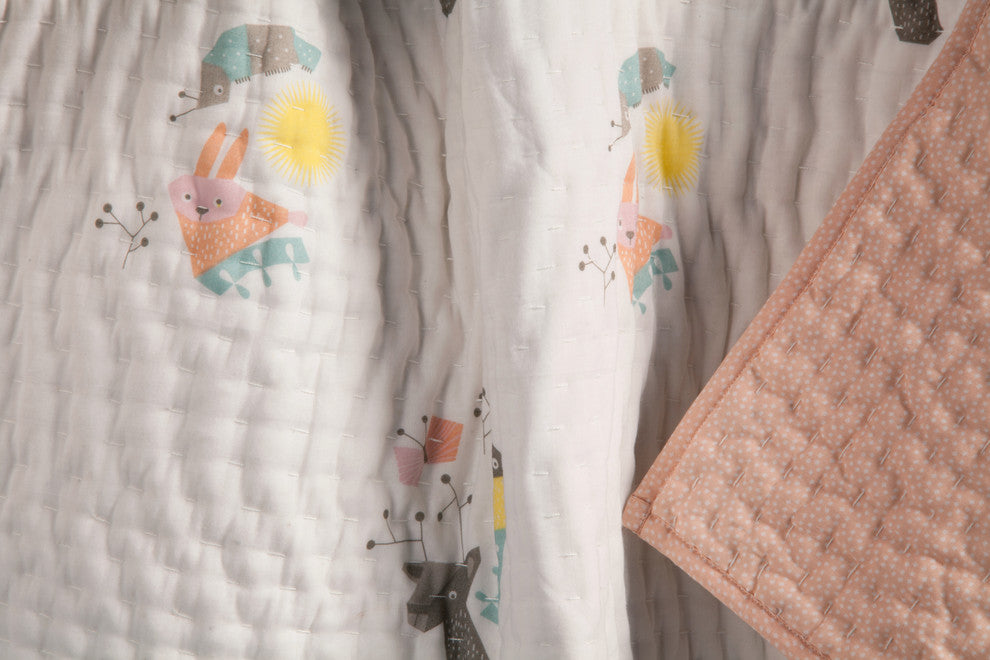 Nursery Works Menagerie Organic Cotton Hand-Quilted Blanket