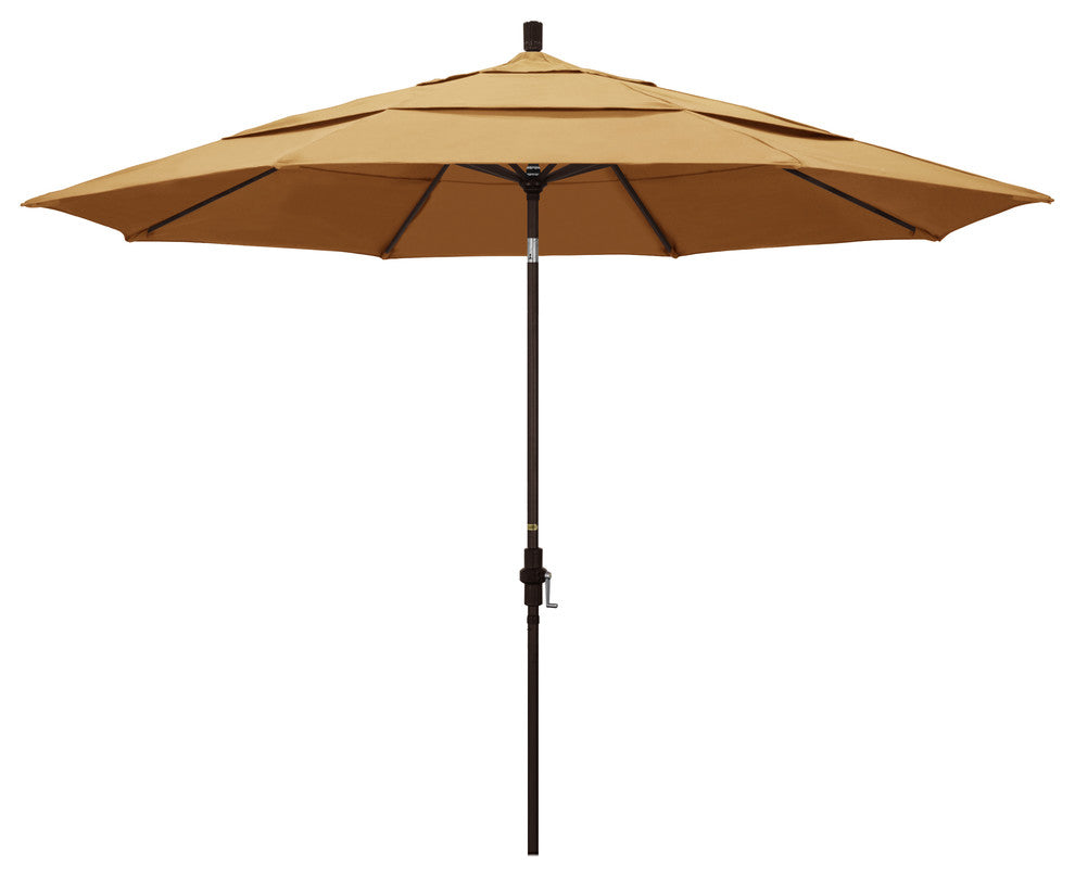 11' Bronze Collar Tilt Crank Aluminum Umbrella, Sunbrella, Wheat