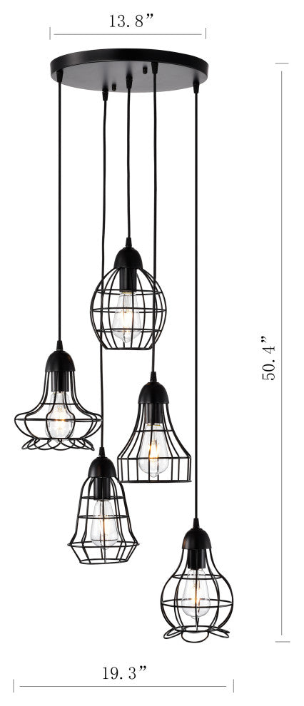 Thalia 5-Light Black Cluster Pendant