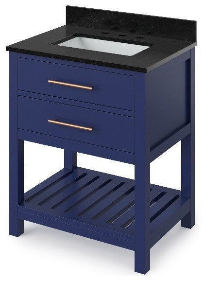 Wavecrest Contemporay Hale Blue 30" Vanity, Black Granite Vanity Top