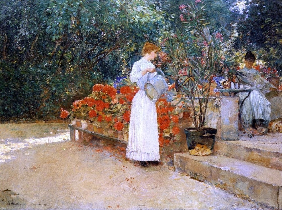 Frederick Childe Hassam After Breakfast Premium Canvas Print