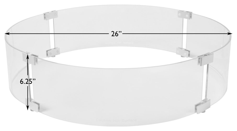 Tempered Glass Wind Guard For Round Fire Pits