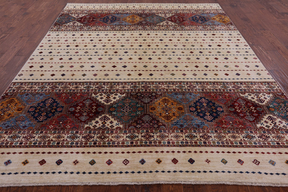 Handmade Khorjin Super Kazak Wool Rug 8' 1" X 9' 7" Q5242