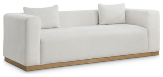 Alfie Linen Textured Fabric Upholstered Sofa, Cream