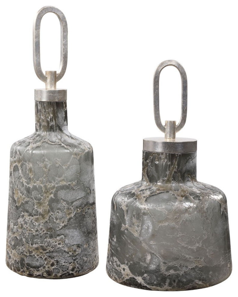 Uttermost Storm Art Glass Bottles, Set of 2