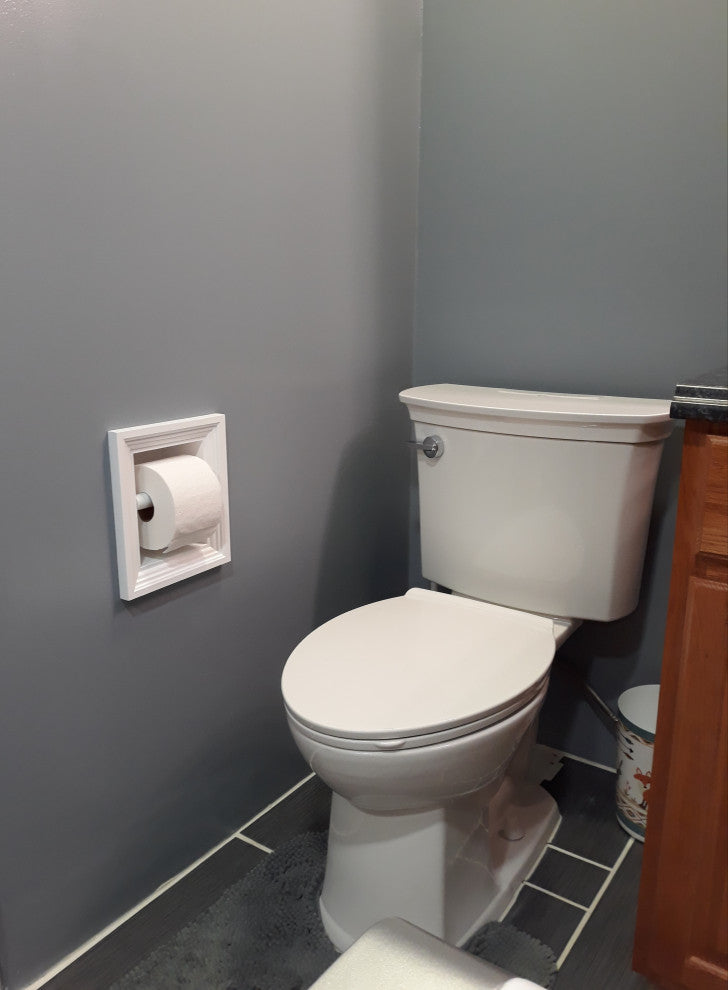 Tampa Recessed Solid Wood Toilet Paper Holder 7 x 8.5, White Enamel
