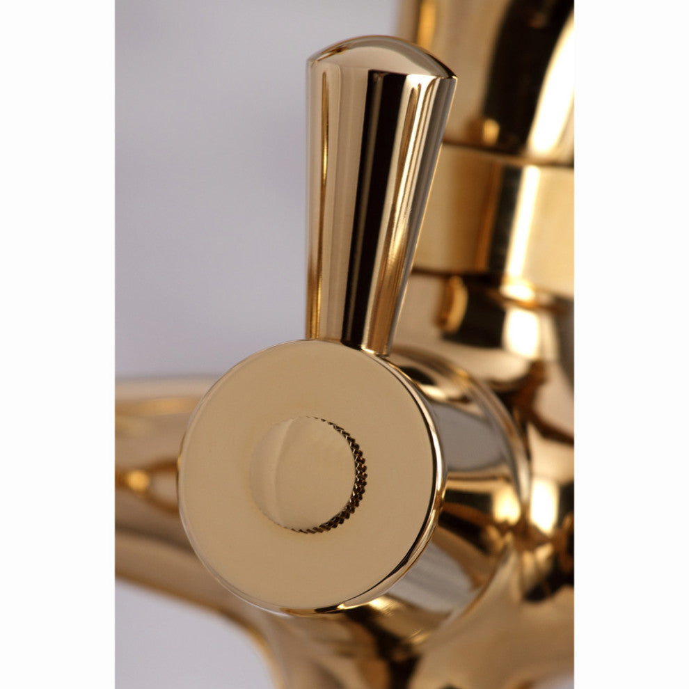 Kingston Brass Clawfoot Tub Faucet With Hand Shower, Polished Brass