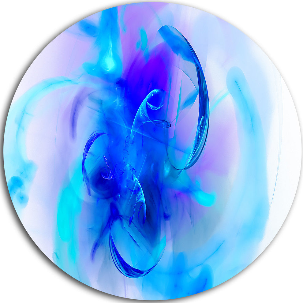 Fractal Blue 3D Wallpaper Art, Floral Digital Disc Metal Wall Art, 38"