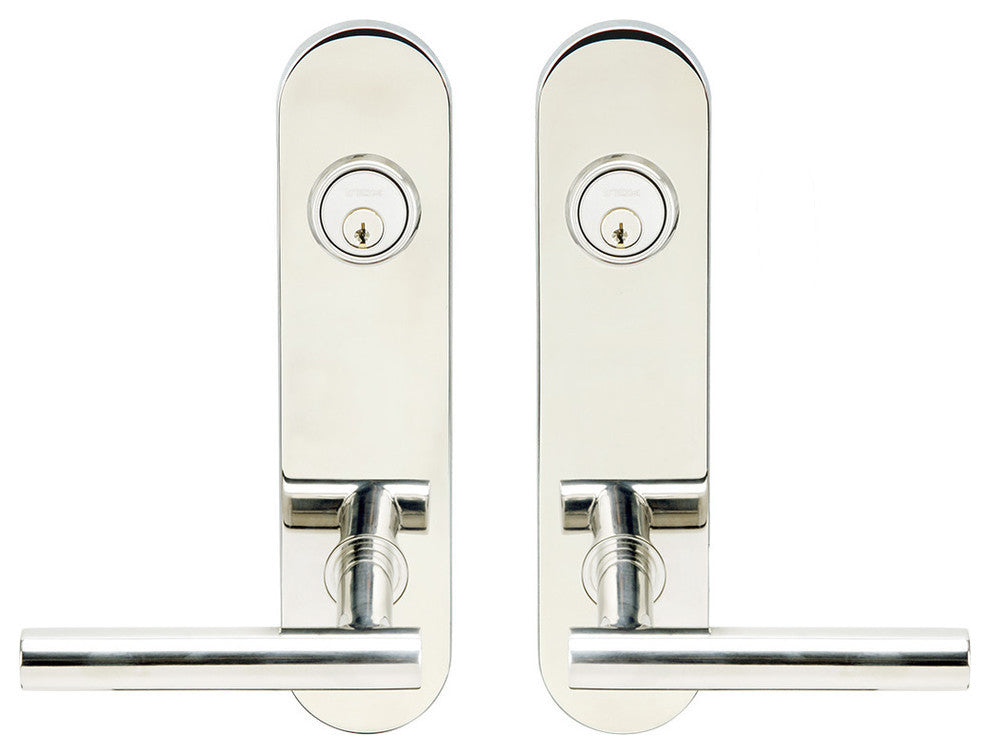 Copenhagen Lever, Tubular Entry, Double Cylinder, Polished Stainless Steel