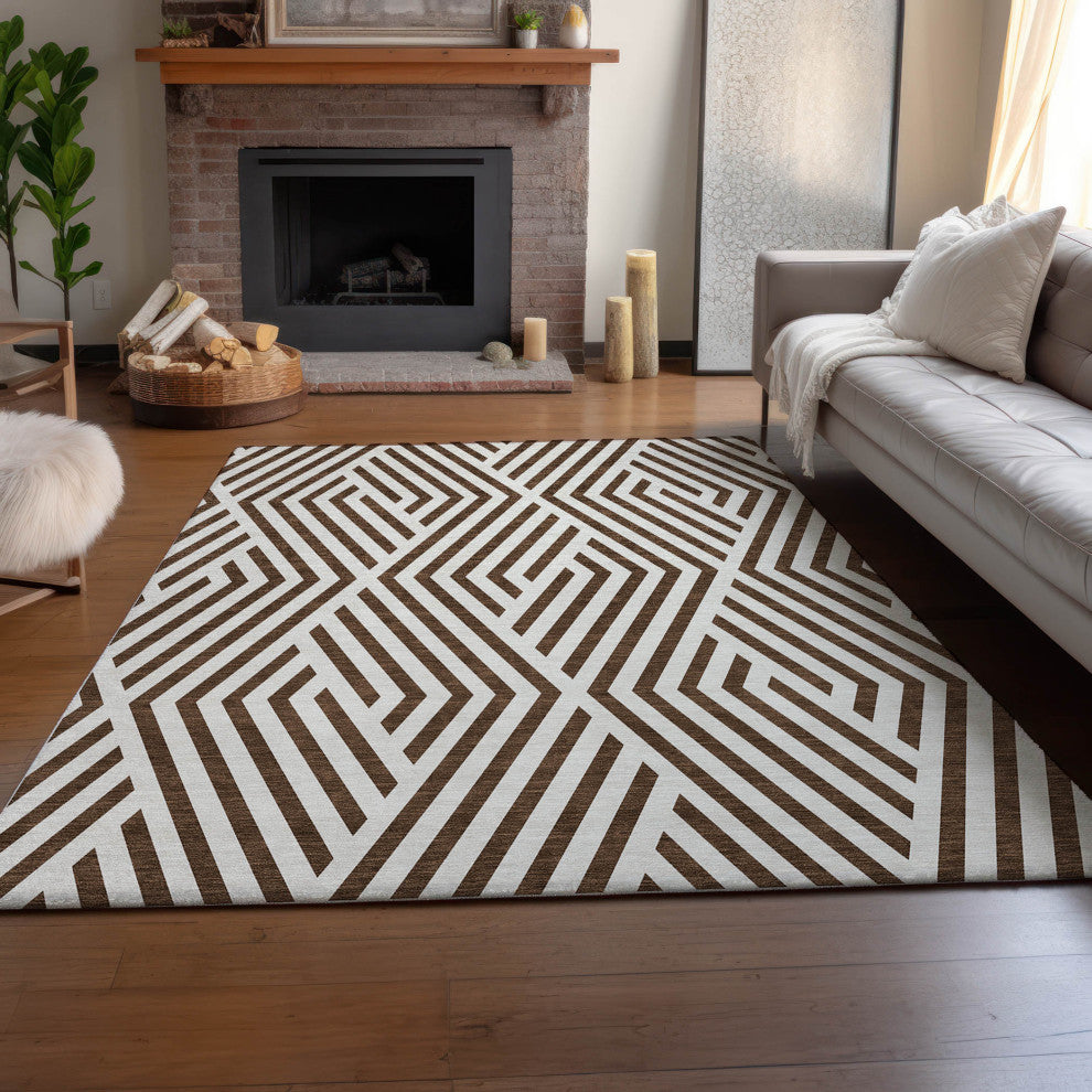 Premium Machine Washable Mayfield AMF550 Brown 10' x 14' Rug