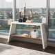 Mid Century Modern Angular Console Table White Wood Minimalist Open Retro Arch
