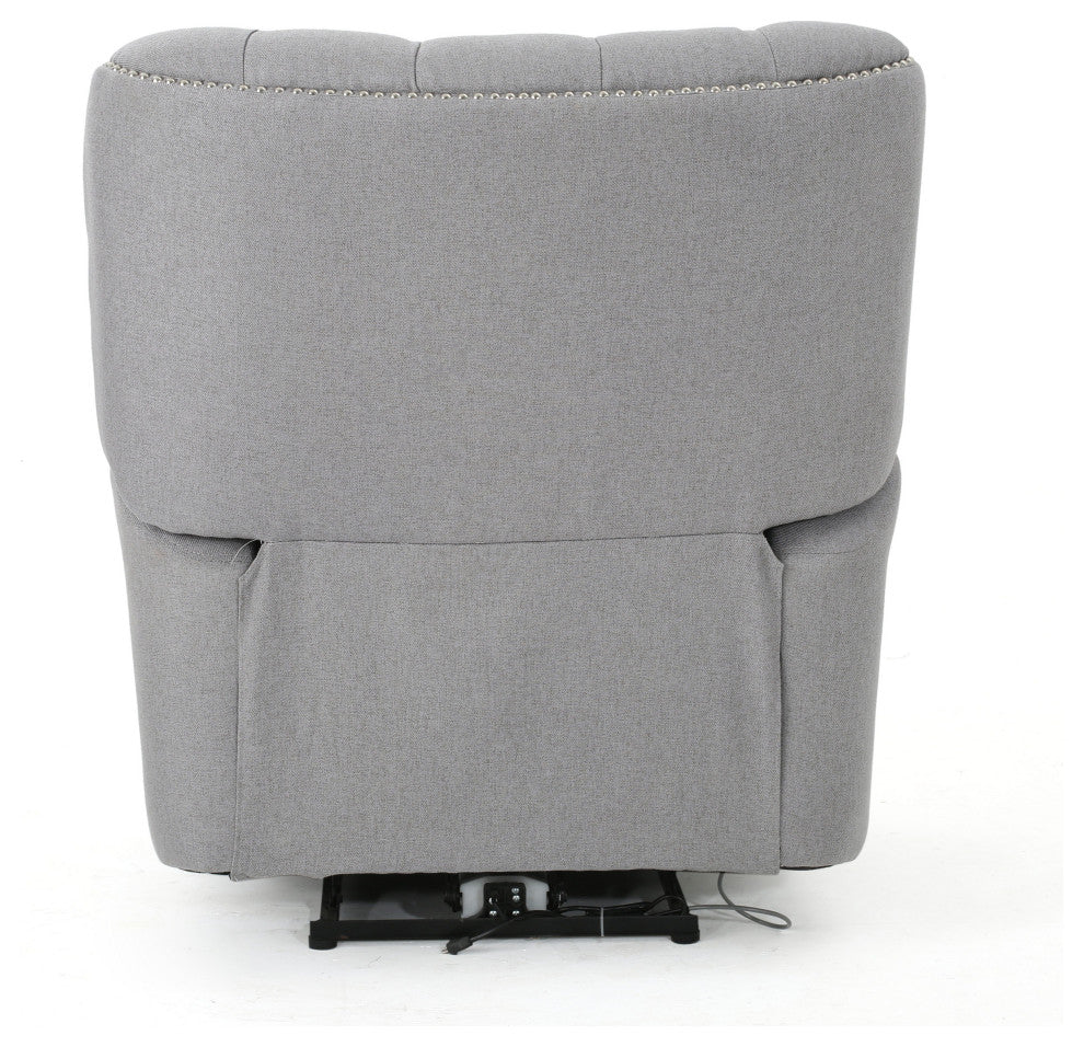 GDF Studio Palermo Tufted Fabric Power Recliner Chair, Light Gray