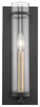 Cylinder Shaped with Tall Backplate Matte Black and Aged Brass Wall Sconce