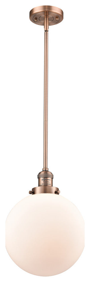 X-Large Beacon 1-Light Mini Pendant, Antique Copper, Matte White