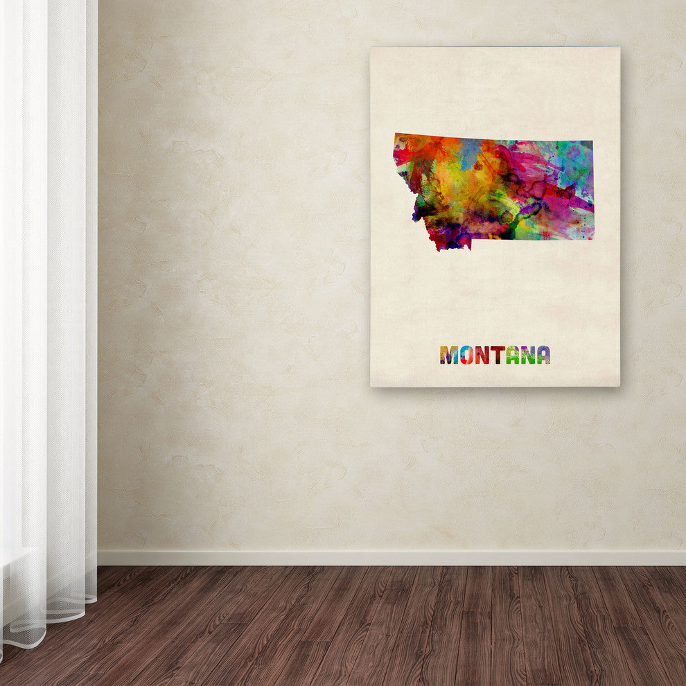 'Montana Map' Canvas Art by Michael Tompsett