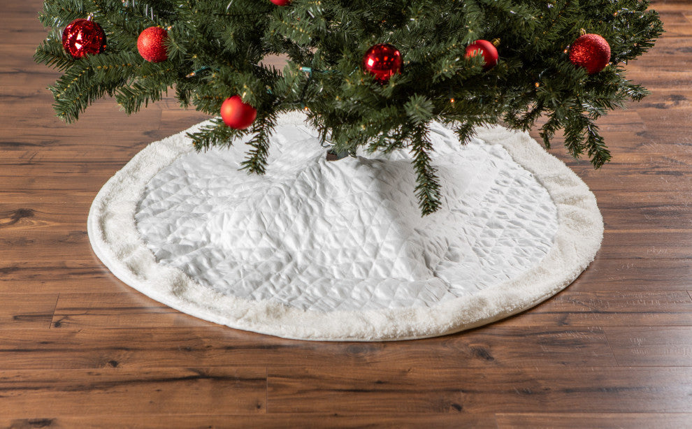 Cream Diamond Quilted Holiday Tree Skirt