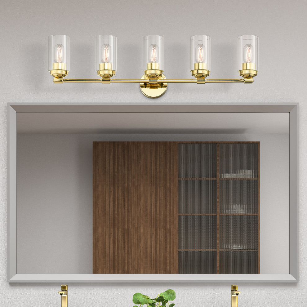 Whittier 5-Light Polished Brass Large Vanity Sconce