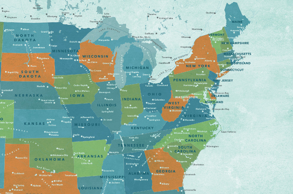 USA Push Pin Map, America Road Trips, 24"x20"