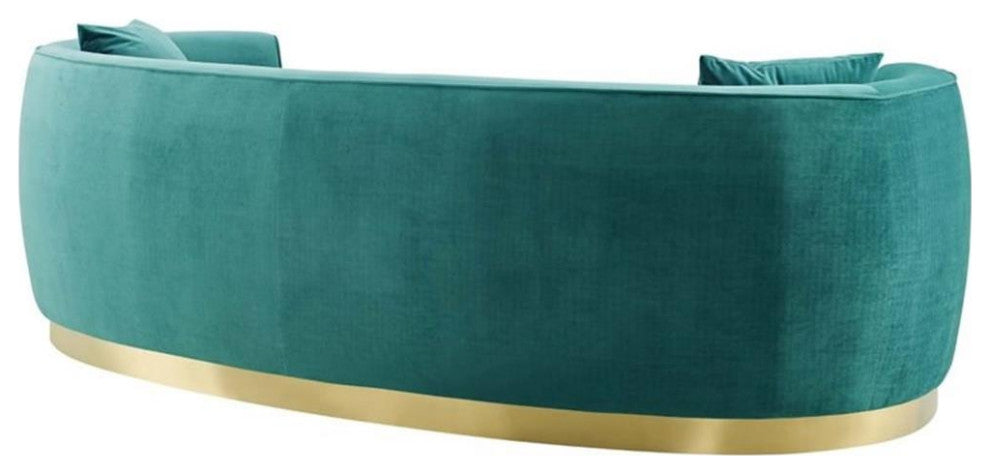 Teal Resolute Curved Performance Velvet Sofa