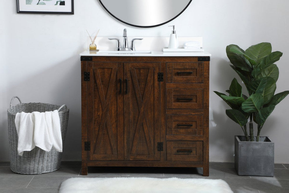 Home Living 36" Single Bathroom Vanity, Espresso With Backsplash