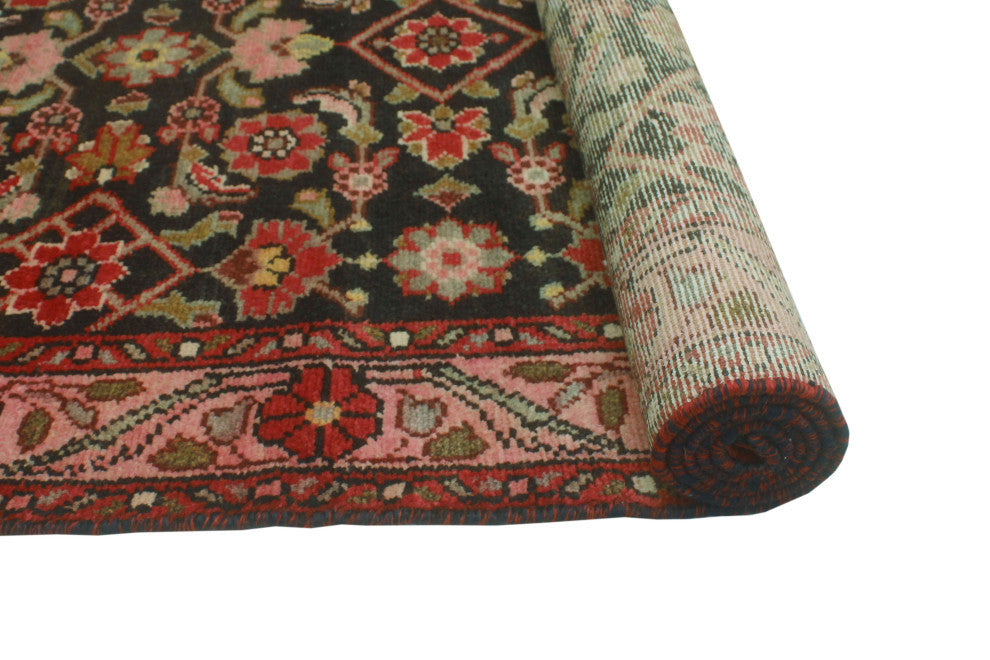 Fine Vintage Distressed Anamarie Navy/Pink Runner, 3'3x13'6