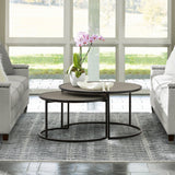 Rina Concrete and Black Metal 2-Piece Nesting Coffee Table Set