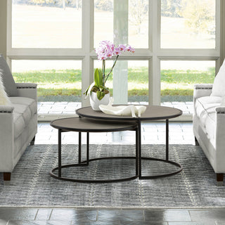 Rina Concrete and Black Metal 2-Piece Nesting Coffee Table Set
