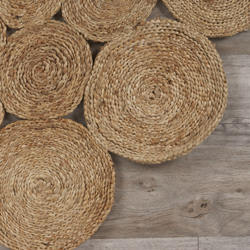 4" Round Natural Tan Orbital Area Rug