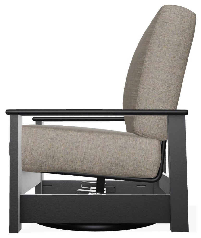 Leeward Deep Seat Outdoor Hidden Swivel Rocker, Rain Cast/Black