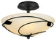Forged Leaves Semi-Flush, Black Finish, Opal Glass