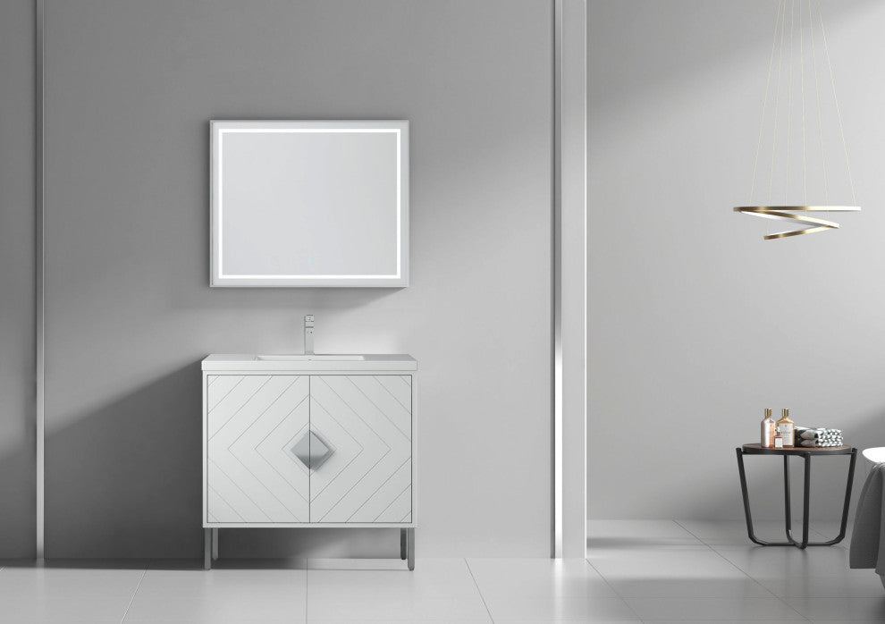 36" Tennant Brand Modern Style White Eileen Bathroom Sink Vanity