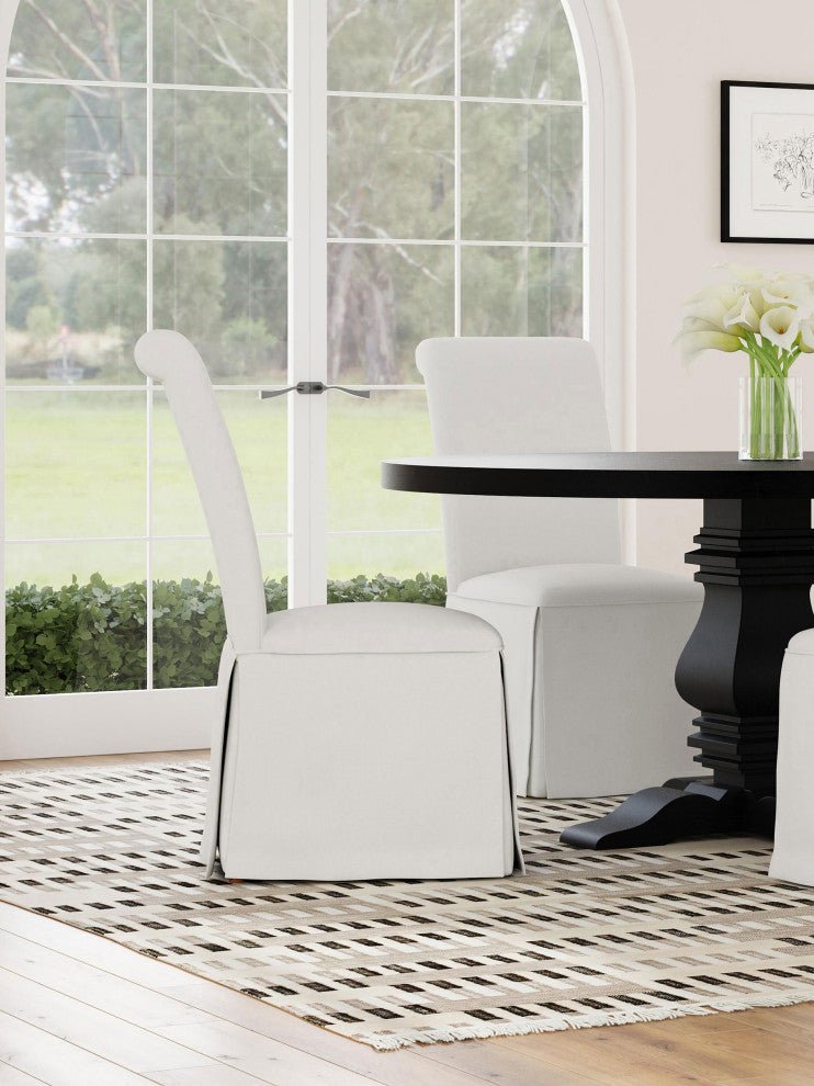 Shawna Upholstered Skirted Side Chair White, Set of 2
